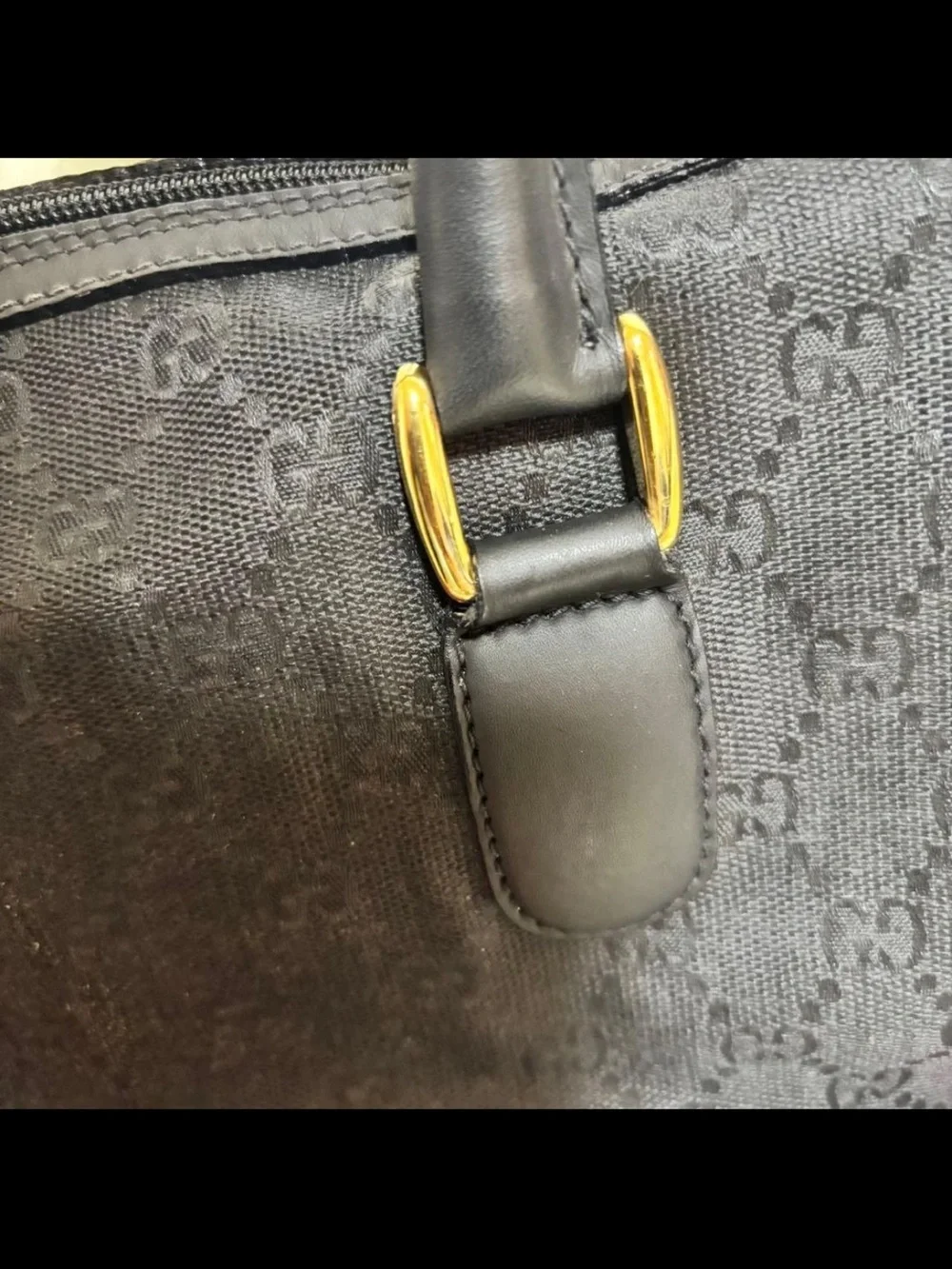 Gucci Black GG Canvas Top-Handle Shoulder Bag